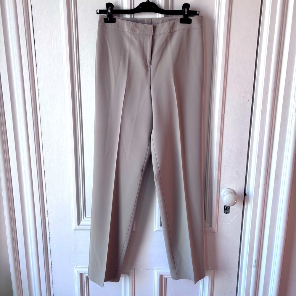 St John Women’s Flat Front Zip Up Taupe Straight Leg Dress Pants Size 4